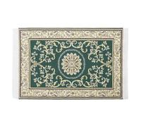 Odoria Dollhouse Area Rug Miniature: 1/12 Scale Throw Accent Rug Oriental for Vintage Living Room Kitchen - Mini Floor Carpet Border Vine Green