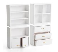 Odoria Dollhouse Bookcase Cabinet Miniature: 1/12 Scale Storage Shelves for Modern Living Room Office - Mini Sideboard Wooden Furniture - Tiny Wall Cube Open Rack Stackable White