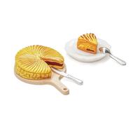 Odoria Dollhouse Cheese Cake Miniature: 1/12 Scale Bakery Dessert Pastries with Plates Silverware Cutlery for Birthday Tea Party Picnic - Mini Realistic Baking Food Resin