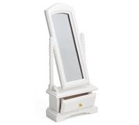 Odoria Dollhouse Dressing Mirror Miniature: 1/12 Scale Standing Floor Mirror for Vintage Antique Bedroom - Mini Wood Furniture with Drawer White