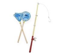 Odoria Dollhouse Fishing Rod and Nets: 1/12 Scale Miniature Fishing Landing Net for Fairy Garden Rustic Country Farm - Mini Fish Pole Outdoor Beach Set