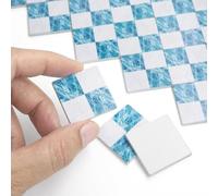 Odoria Dollhouse Floor Tiles Miniature: 1/12 Scale Square Tiling Diorama Display Bathroom Kitchen Construction Modern Blue White - Mini Wood Building Components Mosaic Craft DIY 7x7 in²