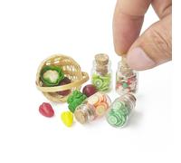 Odoria Dollhouse Fruit and Vegetable Miniature: 1/12 Scale Mixed Veggies Wicker Basket Fairy Garden - Mini Farm Grocery Country Rustic Kitchen - Tiny Resin Food Realistic Props for Craft DIY