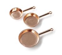 Odoria Dollhouse Frying Pan Miniature: 1/12 Scale Skillet Cookware for Kitchen Restaurant - Mini Kitchenware Cooking Utensils Metal Copper 3Pcs