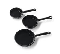 Odoria Dollhouse Frying Pan Miniature: 1/12 Scale Skillet Cookware for Kitchen Restaurant - Mini Kitchenware Cooking Utensils Metal Black 3Pcs