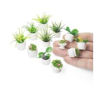Odoria Dollhouse Potted Plants Miniature: 12Pcs 1/12 Scale Flower Pots Bonsai Artificial Greenery Succulent for Tabletop Garden Diorama - Mini Fake Props DIY Model Craft Porch Balcony Outdoor