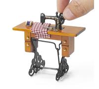 Odoria Dollhouse Sewing Kit Miniature: 1/12 Scale Sewing Machine with Fabric and Thread for Vintage Sewing Room - Mini Tool Wood Metal