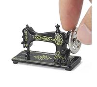 Odoria Dollhouse Sewing Machine Miniature: 1/12 Scale Stitching Machine Black and Silver for Vintage Sewing Room - Mini Tool Metal