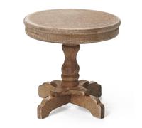 Odoria Dollhouse Side Table Miniature: 1/12 Scale End Table Round for Living Room Bedroom - Mini Rustic Wooden Furniture - Tiny Table with Pedestal Old Fashioned Oak