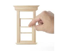 Odoria Dollhouse Sliding Window Miniature: 1/12 Scale Single-Hung Windows for Diorama Display - Mini Victorian Vintage Furniture Wood Model - Tiny Building Components Craft DIY Unpainted