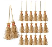 Odoria Dollhouse Straw Broom Miniature - 1/12 Scale Broomstick for Fairy Garden - Mini Witch Broom Decorative Craft - Tiny Besom Rustic for Halloween Thanksgiving Festival 20Pcs