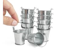 Odoria Dollhouse Tin Bucket Miniature: 1 inch Tall 1/12 Scale Ice Buckets Empty Silver Metal with Handle for BPlants Ice Cleaning - Mini Realistic Props Model Craft Projects DIY 12 Pcs