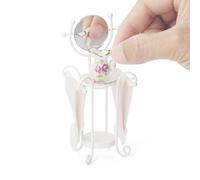Odoria Dollhouse Washstand Set Miniature: 1/12 Scale Standing Towel Rack Holder for Victorian Vintage Bathroom Toilet Diorama - Mini Wash Tub Pitcher Ceramic with Mirror Model for DIY Craft Pink White