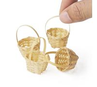 Odoria Dollhouse Wicker Basket Miniature: 1/12 Scale Woven Bamboo Baskets Empty Fairy Garden Picnic for Food Egg Flower Fruit Vegetable - Mini Farm Country Rustic Kitchen Props 4 Pcs