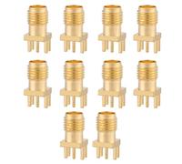 Odorkle 10pcs SMA Female Base Socket (Brass Gold-Plated) 50Ω RF Connector PCB Mount Vibration for RF Applications