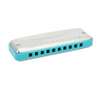 Odorkle Blues Harmonica 10 Holes Mouth Organ Chromatic D Key for Adults Beginners Professional Stainless Steel ABS Resin with Ergonomic Design for Stage Performance (Blue)