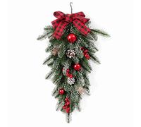 Odorkle Christmas Door Swag Artificial Pine Branches Teardrop Door Wreath Front Hanging Garland for Xmas Party Holiday