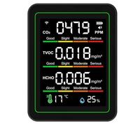 Odorkle CO2 TVOC HCHO Temperature Humidity Indoor Air Quality Monitor, 5 in 1 WiFi LCD Color Screen Smart Tester with, Real Time Monitoring, Black