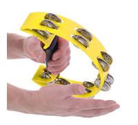 Odorkle Delicate Double Row Jingles Percussion Tambourine, Ecofriendly Plastic Metal Handbell Instrument for Musicians and Beginners, 22.5cm Lightweight Design with Smooth Sound Quality (Yellow)