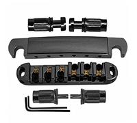 Odorkle Guitar Roller Saddle Bridge Adjustable 6 String Pull Board Replacement for Electric Guitars, Brass Roller Saddles Height Adjustable Tailpiece with Wrenches for (Black)