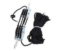 Odorkle Rope Hoist Pulley System, 3 Wheel 15m Rope 2200 Lbs Breaking Strength 6:1 Lifting Power Block and Tackle, with Forged Hook and Nylon Roller, for Air Conditioning Lifting and