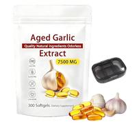 Odorless Aged Garlic Extract, Aged Garlic Extract Softgels, 300 Softgels 15:1 Concentrated Formula Equivalent to 7,500mg Whole Garlic Gentle & Natural for Men and Women with Portable Organizer