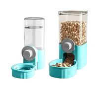 Odorless Pet Food Dispenser Top-loading Cat Water 2pcs/set Hanging Automatic Cage Feeder Waterer Kennel Feeding Station for Puppy Cats Rabbit Blue