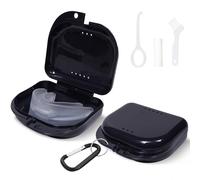 Odorless Retainer case with vent holes - Perfect for Invisalign, Night Guard, Mouth Guard and Denture case - Includes Slim Aligner Remover Tool, Chewie, Brush & Carabiner Clip - Travel Essentials