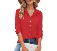 Odosalii Ladies Tops UK Flowy Collared V Neck No Iron Lightweight Shirt