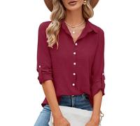 Odosalii Ladies Tops UK Flowy V Neck Collared No Iron Lightweight Shirt