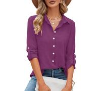 Odosalii Ladies Tops UK Flowy V Neck Collared No Iron Lightweight Shirt