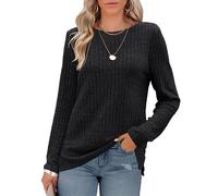 Odosalii Women's Jumpers Fall Jersey Long Sleeve Tops Black Autumn Sweaters Sexy Festival Airport Holiday Outfit Long Tunic Tops for Women UK Black Size 14-16