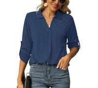 Odosalii Women's Long Sleeve Tops Summer Going Out Shirts Evening Ladies Tops and Blouses Cute Tunic Tops for Leggings UK Size 22 24,Dark Blue
