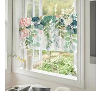 Odot 1 Panel Kitchen Valance Curtain with Rod Pocket, Small Cafe Short Curtains Tiers, Valance Pelmet for Bathroom Cupboard, Cabinet, Small Windows, Living Room, Bedroom (Round leaves,W145*H55cm)
