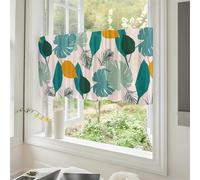 Odot 1 Piece Kitchen Valance Curtain with Rod Pocket, Modern Plants Floral Short Curtains, Not Sheer Voiles Valance Pelmet for Bathroom, Small Windows,Living Room,Bedroom (Leaves,W90xH60cm)