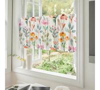 Odot 1 Piece Kitchen Valance Curtain with Rod Pocket, Modern Plants Floral Short Curtains, Not Sheer Voiles Valance Pelmet for Bathroom, Small Windows,Living Room,Bedroom (Colorful,W120xH60cm)