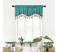 Odot 1pcs Kitchen Valance Curtain with Rod Pocket, Small Cafe Short Curtains Tiers, Valance Pelmet for Bathroom Cupboard, Cabinet, Small Windows, Living Room, Bedroom (Lake Blue,W180*H45cm)