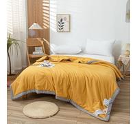 Odot 2.5 Tog Coverless Duvet for Single Double King Size, Summer Duvet No Cover Cosy and Lightweight Quilt Breathable Bedspreads Quilted Throw for Beds (150 * 200cm,D2 Golden Yellow)