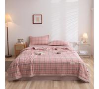 Odot 2.5 Tog Coverless Duvet for Single Double King Size, Summer Duvet No Cover Cosy and Lightweight Quilt Breathable Bedspreads Quilted Throw for Beds (150 * 200CM,D3 Pink Plaid)