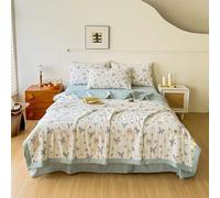 Odot 2.5 Tog Coverless Duvet for Single Double King Size, Summer Duvet No Cover Cosy and Lightweight Quilt Breathable Bedspreads Quilted Throw for Beds (150 * 200cm,Blue-Floral)