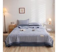 Odot 2.5 Tog Coverless Duvet for Single Double King Size, Summer Duvet No Cover Cosy and Lightweight Quilt Breathable Bedspreads Quilted Throw for Beds (110 * 150CM,D3 Blue Plaid)