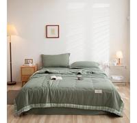 Odot 2.5 Tog Coverless Duvet for Single Double King Size, Summer Duvet No Cover Cosy and Lightweight Quilt Breathable Bedspreads Quilted Throw for Beds (110 * 150CM,D3 Army Green)