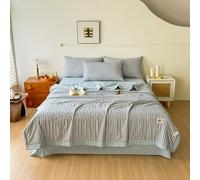 Odot 2.5 Tog Coverless Duvet for Single Double King Size, Summer Duvet No Cover Cosy and Lightweight Quilt Breathable Bedspreads Quilted Throw for Beds (220 * 240cm,Light Blue-Plaid)
