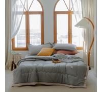 Odot 2.5 Tog Coverless Duvet for Single Double King Size, Summer Duvet No Cover Cosy and Lightweight Quilt Breathable Bedspreads Quilted Throw for Beds (200x230cm,Gray)