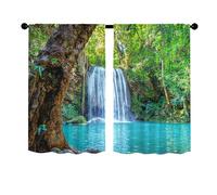 Odot 2 Panels Kitchen Valance Curtain, Small Cafe Short Curtains Tiers, Green Scenery Valance Pelmet for Bathroom Cupboard, Small Windows, Living Room, Bedroom (Pattern 8,60x90cm)
