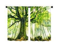Odot 2 Panels Kitchen Valance Curtain, Small Cafe Short Curtains Tiers, Green Scenery Valance Pelmet for Bathroom Cupboard, Small Windows, Living Room, Bedroom (Pattern 6,65x90cm)