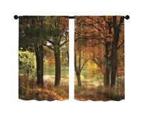 Odot 2 Panels Kitchen Valance Curtain, Small Cafe Short Curtains Tiers, Green Scenery Valance Pelmet for Bathroom Cupboard, Small Windows, Living Room, Bedroom (Pattern 7,140x175cm)