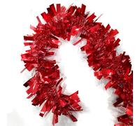 Odot 2 PCS Christmas Tinsel, 6.6ft Solid Color Xmas Shiny Tinsel Garland for Christmas Tree Decorations, Fireplace, Stairs, Wreath, New Year, Indoor Outdoor Xmas Decoration (Red)