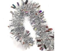 Odot 2 PCS Christmas Tinsel, 6.6ft Solid Color Xmas Shiny Tinsel Garland for Christmas Tree Decorations, Fireplace, Stairs, Wreath, New Year, Indoor Outdoor Xmas Decoration (Silver)