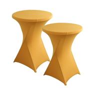 Odot 2 Piece Cocktail Tablecloth, Washable Reusable Spandex Poseur Table Covers Round Stretch Elastic Table Stretch for Wedding, Outdoor Party, Birthday Parties, Home (Gold,80x110cm)